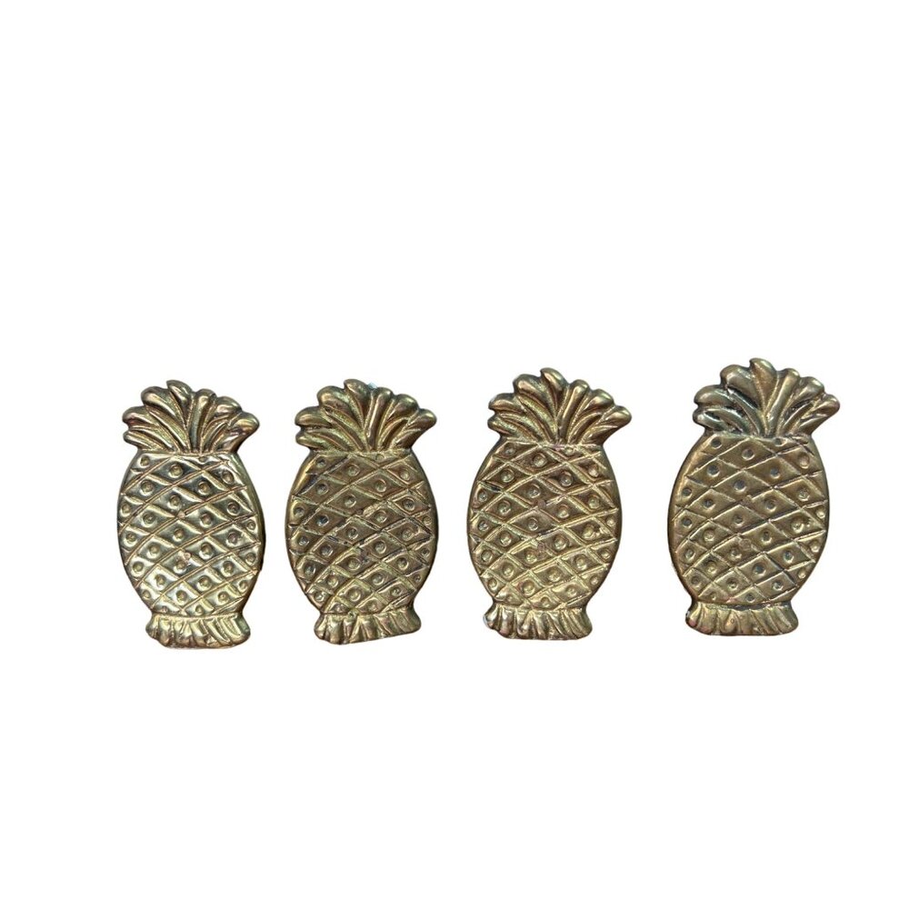 San Pacific Vintage Pineapple Brass Napkin Holders Set of 4